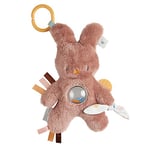 Nattou Doudou d'Activité en Polyester, Lapin en Peluche avec Hochet et Anneau de Dentition, pour Nouveau-nés et Prématurés, env. 37 cm, Végétalien, Tipidou, ros poudré