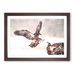 Big Box Art Eagle Attack Painting Framed Wall Art Picture Print Ready to Hang, Walnut A2 (62 x 45 cm)