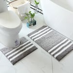 Lot de 2Tapis de Bain et Tapis Contour wc de Luxe en Microfibre Super Doux, Pelucheux, Lavables en Machine, Tapis de Douche Absorbant pour Salle de