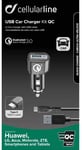 Cellularline USB Car Charger Kit QC, Quick Charge 3,0, Type-C kabel 1 m. Huawei