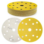 150mm Disque Abrasif 15 Trous Grain 60 Crochet et Boucle Disques de Ponçage 30 Pièces pour Ponceuses Orbitales Rondes et Aléatoires - pour le Bois le Métal et la Peinture