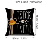 45 cm Pellava Halloween-tyynynpäällinen Pumpkin Bat Wizard Ghost Halloween-sisustus kodin koristeelliselle sohvalle autotuolin koristeluun tyynyliina