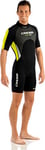 Cressi Med X Man Wetsuit Combinaisons Shorty Premium Néoprène 2.5mm pour Hommes, Noir/Jaune/Argent, S/2