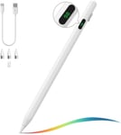 Stylet Pour Écran Tactile, Stylet Universel Compatible Avec Ipad/Iphone/Samsung (Nicht-S Pen) Et Autres Smartphones Et Tablettes Ios/Android, Stylet De Tablettes Avec Affichage De Batterie, Blanc