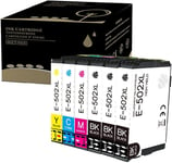 Lot de 6 cartouches d'encre compatibles avec Epson 502 cartouches Epson 502XL pour Epson XP 5100 XP 5105 XP 5150 XP 5155 Epson WF 2860 WF 2865 Epson WF 2880 WF 2885 XP 5100 XP 5150 XP 51555