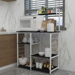 Accessoire de rangement pour cuisine étagère Four à Micro-Ondes Rack Cuisine étagère Etagères de Cuisin avec Tablettes 90 40 83cm,Noir 172-BK - Soges