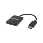 Manhattan DisplayPort 1.2 to 2-Port DisplayPort 1.2 Splitter Hub with MST, 4K@30Hz, USB-A Powered, Video Wall Function, Black, Three Year Warranty, Blister - video/audiosplitter - 2 portar