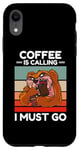 Coque pour iPhone XR Vintage Sloth Coffee appelle I Must Go Coffee Lover