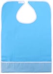 HEALLILY Reusable Adult Bib Waterproof Clothing Protector Saliva Towel Eating Apron Smock Mealtime Aid for Men Women Elderly Light Blue