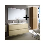 Ensemble meuble de salle de bain 140cm double vasque + colonne de rangement - bambou (chêne clair) - BALEA