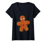 Womens Marvel Deadpool + Wolverine Holiday Matching Gingerbread Man V-Neck T-Shirt