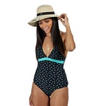 Regatta Body de Bain intégral Flavia avec Dos Nu Swimwear Femme, Navy Dot, FR : XXS (Taille Fabricant : 8)