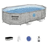 Bestway Piscine Power Steel™ Swim Vista Ovale 488 x 305 x 107 cm avec hublots, Filtration à Sable