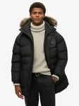 Superdry Everest Longline Baffled Parka Jacket, Jet Black