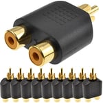 Xiatiaosann RCA Male Vers 2 RCA Femelle Prise Adaptateur Jack RCA Audio Stéréo AV Video Y Splitter RCA, Pour Subwoofer, Autoradio, Amplificateur, TV, Audio Numérique, 10 Pièces