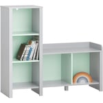 KMB89-HG Bibliothèque pour Enfant, Banc Étagère de Rangement pour Jouets et Livres, Étagère à Livres pour Garçon Fille pour Chambre d'enfant et Salle