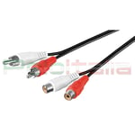 Câble 2,5m Audio 2 Rca Extension Mâle/Femelle Stéréo PC Voiture Ampli Hifi