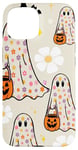 Coque pour iPhone 15 Coque transparente à motif floral fantôme mignon pour Halloween