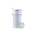 BlenderBottle Classic V2 Shaker Bottle with Stainless Steel Ball, Perfect for Protein Shakes, Dishwasher Safe, 600ml, White