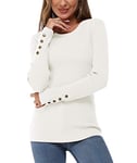 Newshows Long Sleeve Tops for Women UK White Women's Jumpers Crew Neck Ladies Fit Knitted Jumpers Warm Sweater