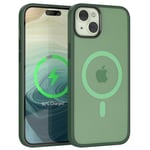 For iPhone 15 Plus Outdoor Cover MagSafe Phone Case Matte Edge Protection Green