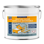 Peinture façade PROCOM crépi, façade à relief, imperméabilisation et protection des façades - Durable jusqu'à 10 ans 10 litres Blanc