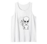 Funny and cute Grey Alien "No" V-Finger Gesture Tank Top