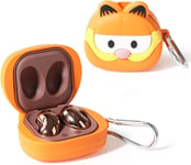 Coque pour Samsung Galaxy Buds2 Pro (2022) /Galaxy Buds 2 (2021) /Galaxy Buds Pro (2021) /Galaxy Buds Live (2020), coque en silicone de dessin animé avec porte-clés pour écouteurs (GarfCat)