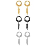 Flongo Boucles d'Oreilles sans Trou: Boucles d'oreilles Acier Inoxydable Homme Femme Plume Clips d'Oreille Gothique - Cadeau Anniversaire St Valentin