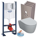 Grohe - Pack wc Bâti-support Rapid sl autoportant + wc sans bride Geberit + abattant softclose + Plaque Chrome + Set habillage