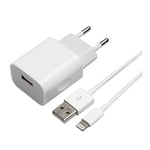 ISIUM 900031 - Chargeur Secteur 1 USB 2.4 A + Câble Lightning MFI - Chargeur Rapide - Chargeurs pour Téléphones Portables et Tablettes - 2 m - Entrée 100-240V et Sortie 5 V - Compatible Apple - Blanc