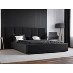 Lit avec sommier 160x200 Praga - Lit en velours, Lit double avec sommier à lattes - Noir (Magic Velvet 2219)