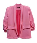 Miss Rouge Veste,Blazer,Couleur Unie,Manche 3/4,Rose,T.44