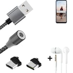 Data charging cable for + headphones Samsung Galaxy M11 + USB type C a. Micro-US