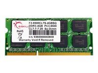 G.Skill Sq Series - Ddr3 - Modul - 4 Gb - So Dimm 204-Pin - 1066 Mhz / Pc3-8500 - Cl7 - 1.5 V - Ej Buffrad - Icke Ecc