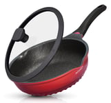 Frying Pan with Lid Non Stick Large 28cm/ 4.6L Anti Scratch Heavy Duty Induction