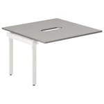 Skrivbord O-stativ påbyggn.modul 1200x600mm ljusgrå med vitt underrede