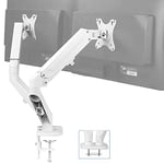 VIVO Articulating Dual 17 to 27 Inch Pneumatic Spring Arm Clamp Mount for 2 Monitor Screens with Max VESA 100 x 100, White (STAND-V102OW)