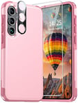 AMILIFECASES Coque Samsung A55 5G, avec [1*Protection D'écran + 1*Protection pour Appareil Photo], Coque Samsung a55 en Silicone TPU Souple, Coque A55 5G Samsung Résistante Aux Chocs -Rose