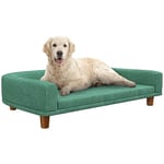 PawHut Canapé Chien lit pour Chien Design scandinave Coussin déhoussable dim. 98L x 67l x 25H cm Pieds Bois Tissu Polyester Vert Clair