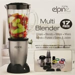 17pc Multi Blender Chopper Food Processor Smoothie Maker Kitchen Mixer Fruit Juicer Vegetables Chopper Shakes Ice Grinder