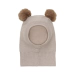 Huttelihut Balaclava Windstop med Pompoms Camel Melange | Brun | 2-4 years