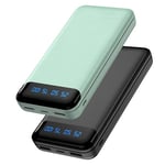 Enerwow 16000mAh Power Bank Fast Charging Portable Charger, Slim&Light PowerBank with LED Display, Phone USB C Battery Pack with 2 Outputs Compatible for iPhone, Samsung and More(2-Pack)