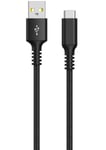 Stoffkledd USB C kabel 3m USB-A til USB-C Clas Ohlson