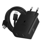 Chargeur 2x USB-C 50W Super Fast Charging 2.0 + Câble USB-C Officiel Samsung Noir