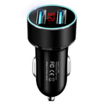 Clenp Car Charger, 3.1A Dual USB Port LCD Display Qucik Car Auto Mobile Phone Quick Charger Adapter Black One Size