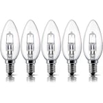 E14 28W Halogenljuskällor, Liten Edison-skruvlampa (SES) 2700K Varmvit Dimbar 5-pack