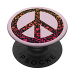 MAKE PEACE NOT WAR - Peace Sign Logo with Flowers PopSockets Adhesive PopGrip