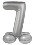 Folat Aluminium Argent avec base Chiffre 7-Moonlight Silver-Satin Gloss-41 cm-Ballon de décoration de fête d'enfants, anniversaires, pas besoin d'hélium, 10597