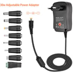 30W ac to dc Adaptateur Secteur Universel 3V 4.5V 5V 6V 7.5V 9V 12V, Adaptateur Multi-Tension avec 8 Prises dc pour l'électronique Domestique